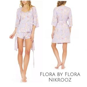 Women’s Kate Robe Cami & Tap Shorts Pj Travel Set